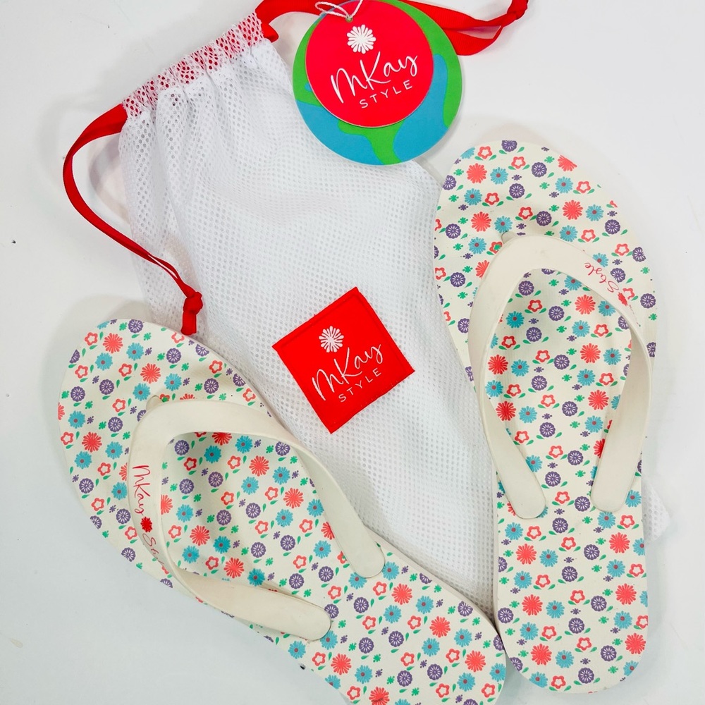 Eco Friendly Flip Flops Multicolored Flower